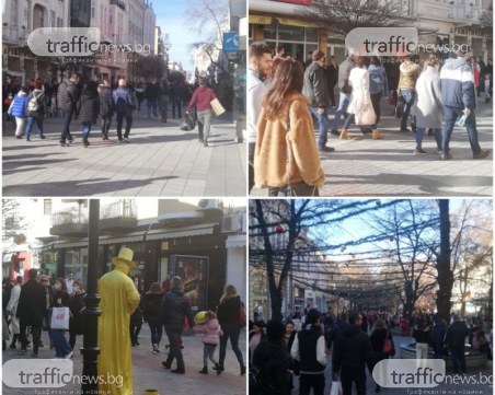 Хубавото време напълни Главната в първия работен ден! Дистанция и маски липсват