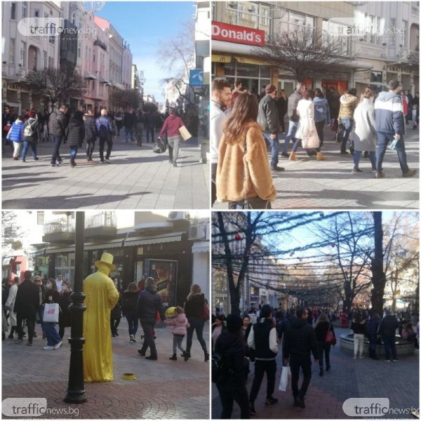 Хубавото време напълни Главната в първия работен ден! Дистанция и маски липсват