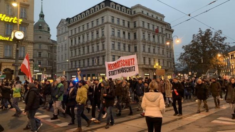 Това е световна конспирация - те искат да отнемат човешкото от нас, скандират протестиращи във Виена