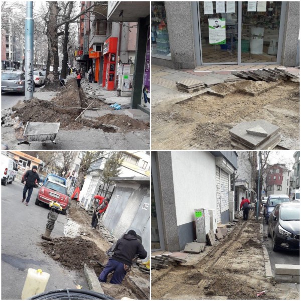 Кабеларка разкопава без разрешение тротоара на централен пловдивски булевард