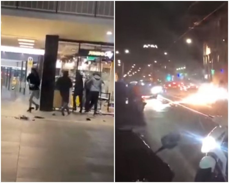 Хаос! Протестиращи разбиват и ограбват магазини в Холандия, палят мотори