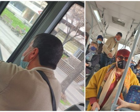 Безотговорно отношение: кондуктор и пътници без маски в градския транспорт в Пловдив