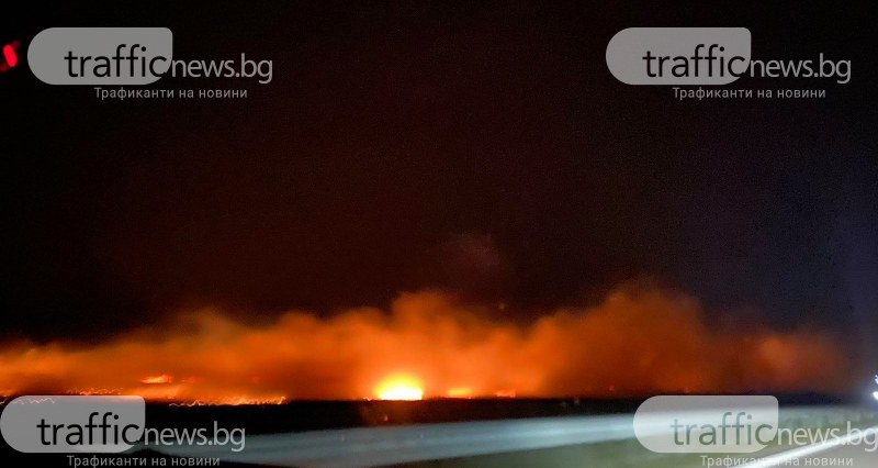Голям пожар на 105-я километър на АМ Тракия