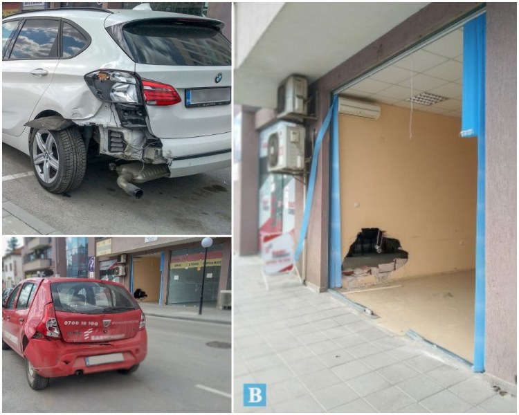 Издирват шофьора от среднощното меле в Панагюрище, три коли и витрини са потрошени