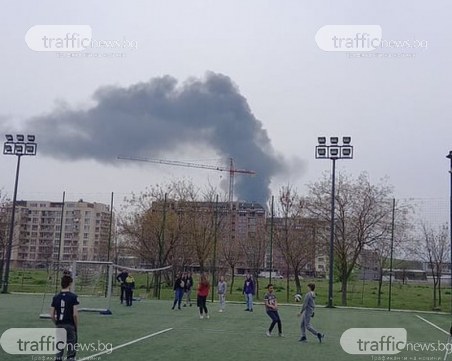 Голям пожар край Пловдив, два екипа огнеборци са на място