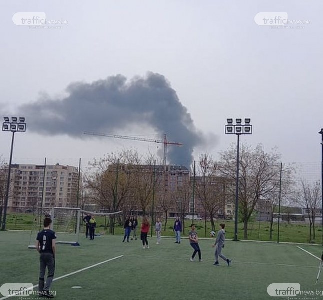 Голям пожар край Пловдив, два екипа огнеборци са на място