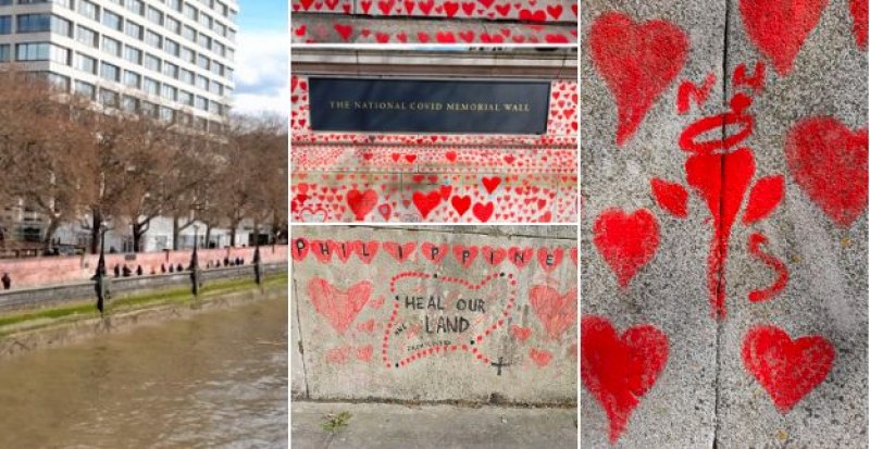 Стена със 150 000 сърца в Лондон: По едно за всеки живот, изгаснал в пандемията