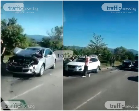 Пореден инцидент на Околовръстното на Пловдив! Три коли се помляха