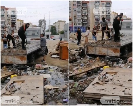 Кой е виновен за тоновете боклук в Столипиново? Мъже хвърлят смет от бус, местни им се радват