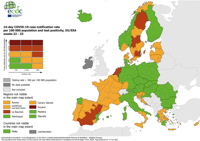 Успех: България мина в зелената зона на ЕС като ниско рискова държава за COVID-19