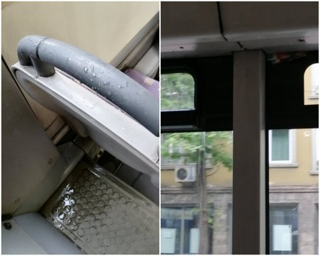 Вън може и да е жега, но в автобус №4 вали