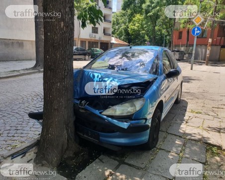 Среднощен инцидент! Пежо се вряза в дърво в центъра