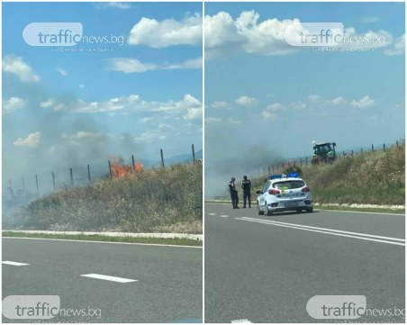 Огън край магистрала 