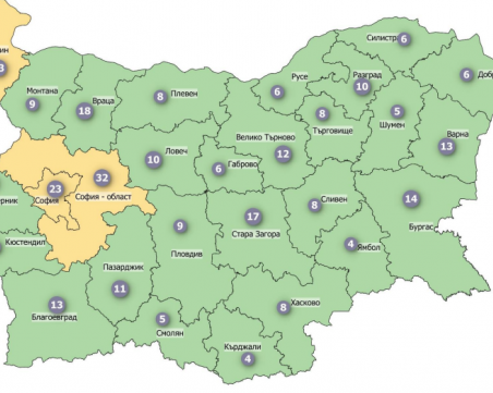 Корона, чао! Само три области са в жълто