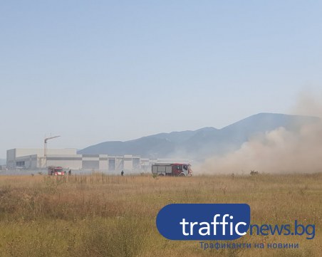 Пожар гори в нивите край Асеновградско шосе, пречи на видимостта на шофьорите