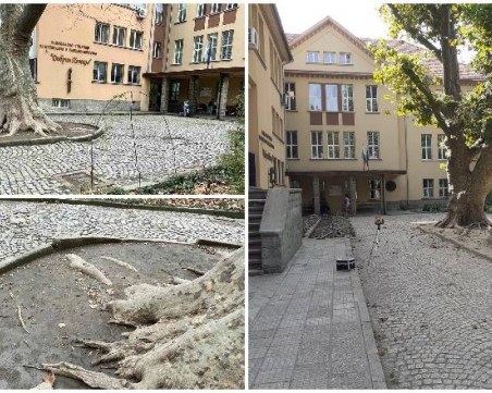 Започна ремонтът на двора на Музикалното училище