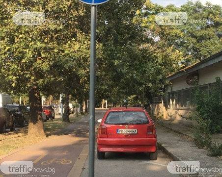 Забраните не важат за всички: Пловдивчанин паркира колата си върху пешеходна алея