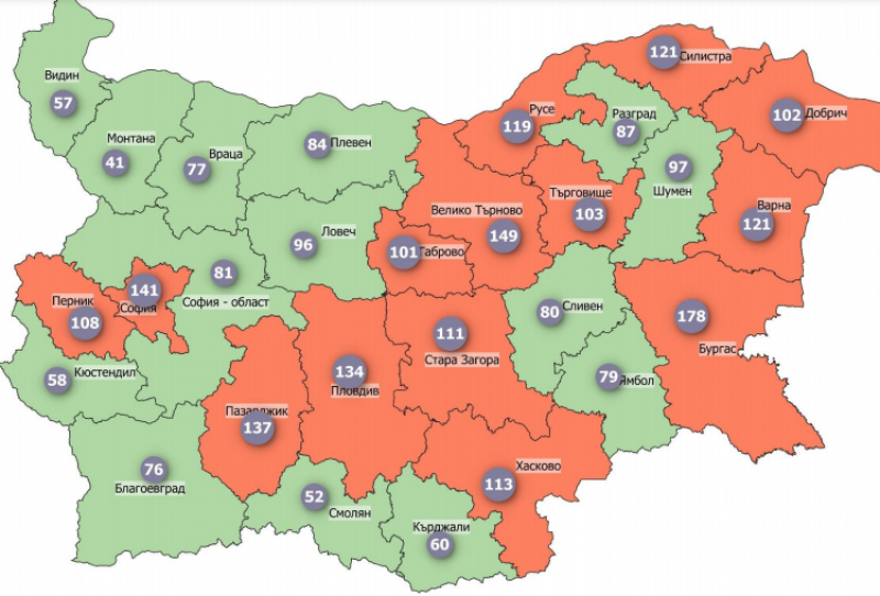 Половин България вече е в оранжевата COVID зона