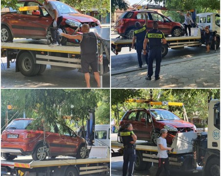 Паяк вдигна автомобил и отнесе тролейбусните жици пред Областна управа