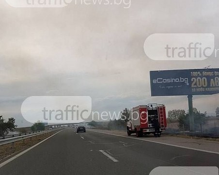 Гасят пожар в близост до АМ Тракия