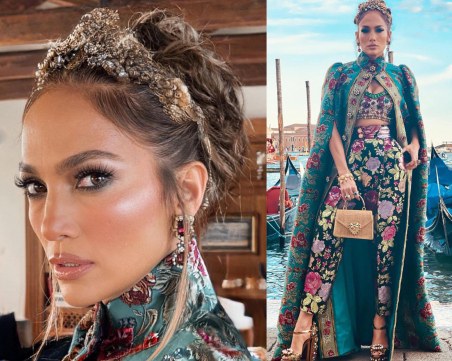 Дженифър Лопес сияе на модното шоу на Dolce & Gabbana във Венеция