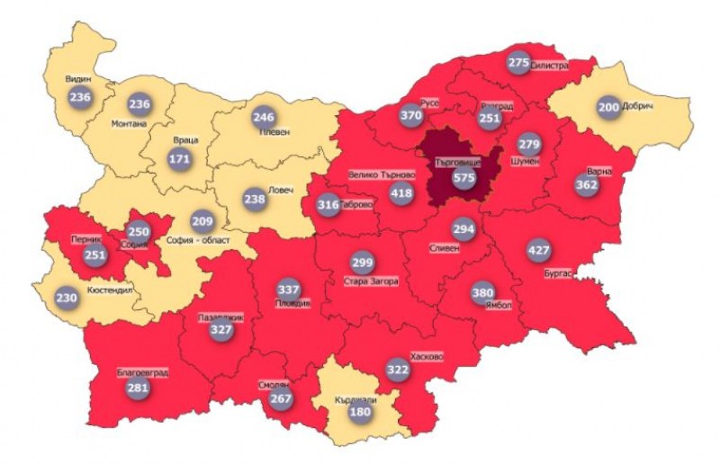 18 области вече са в червена зона по заболяемост
