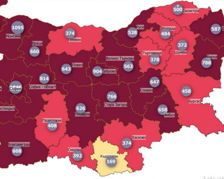 Заболеваемостта в четири области у нас мина 1000 на 100 хил. души