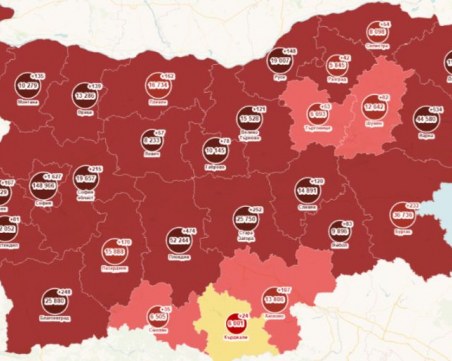 Заболеваемостта у нас мина 800 на 100 000 души, почти всички области са в тъмночервено
