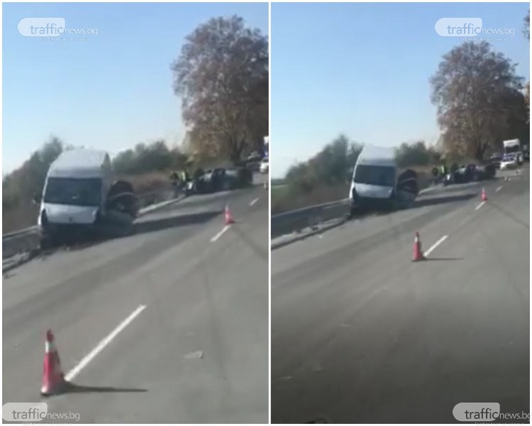 Тежка катастрофа на пътя Пловдив - Пазарджик: Бус и лека кола се удариха челно