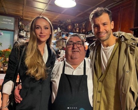 Григор Димитров и половинката му посетиха любимия ресторант на Клинтън в Париж