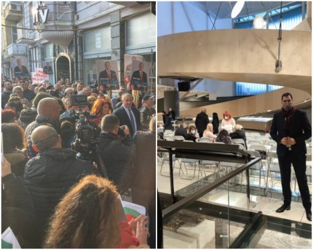 Лудница и никакви мерки на площада за посрещането на Радев, РЗИ  проверява за сертификати симпатизантите на Герджиков