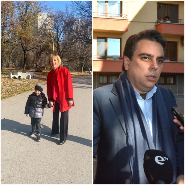 Асен Василев гласува в родния си град Хасково, Манолова отиде до секцията с внука си
