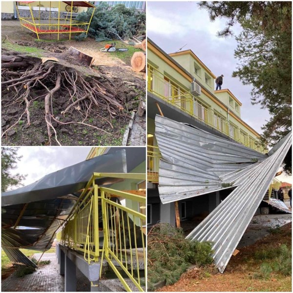 Вятър отнесе покрива на детска градина в Ново село, дърво падна в забавачка в Куртово Конаре