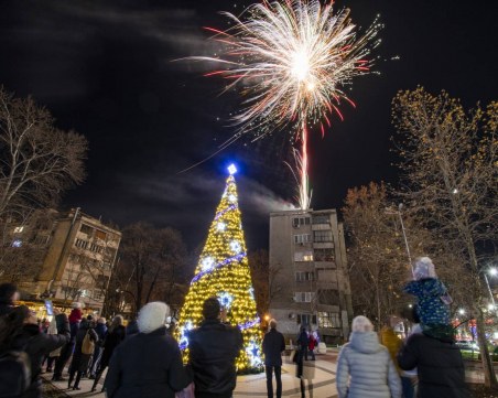 Тържествено запалиха светлините на коледното дърво в парк 