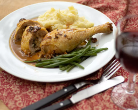 Пълнени пилешки бутчета с гъби и сирена