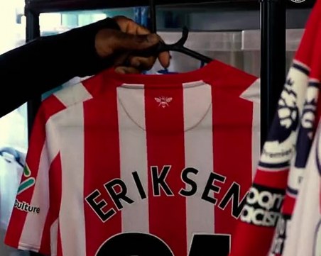 Рекордни продажби на фланелката на Ериксен след трансфера му в Брентфорд