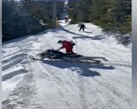 На косъм от трагедия: Моторна шейна прегради пистата в Добринище