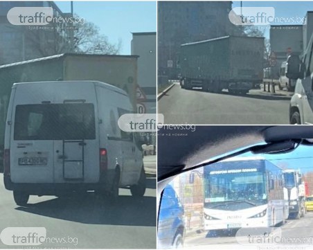 Тир блокира булевард в Пловдив, принуди шофьорите да преминат през тротоара
