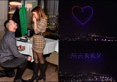 Романтично предложение за брак със светлинно шоу огря Пловдив 27 годишният