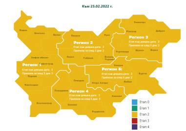 COVID картата на България светна в жълто Всички пет региона