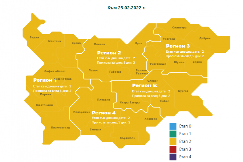 COVID картата на България светна в жълто! Всички пет региона