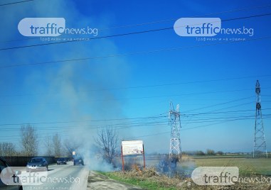 Запалилиха се стърнища в нива край Пловдив Инцидентът е станал
