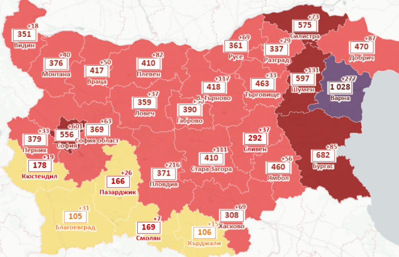 COVID-19 продължава да затихва. Общата заболеваемост за страната спадна до