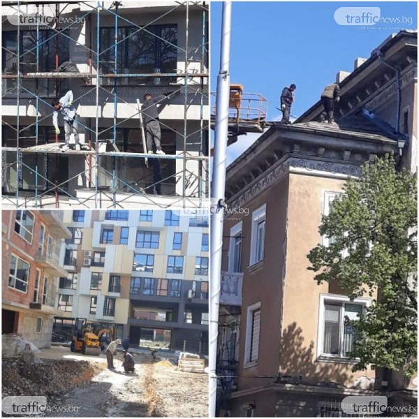 Безопасност? Строители без каски висят от скелета и покриви в  Пловдив
