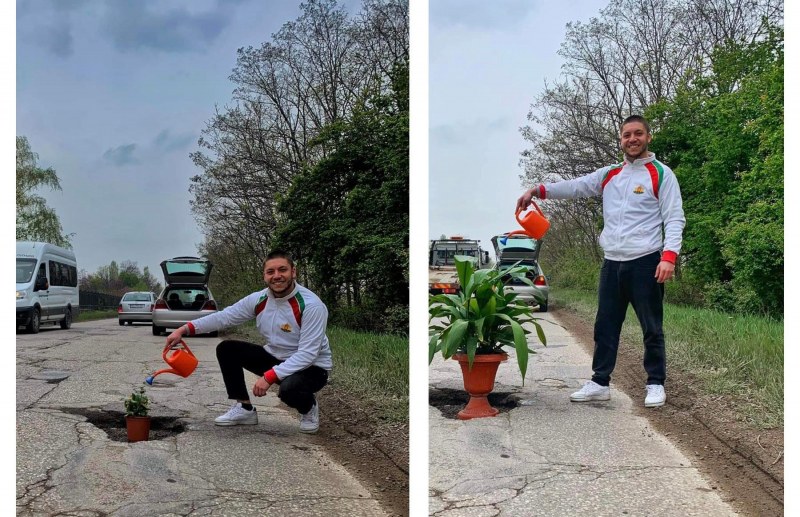 Пловдивчани взеха на подбив местната власт, садят цветя в ямите по Рогошко шосе