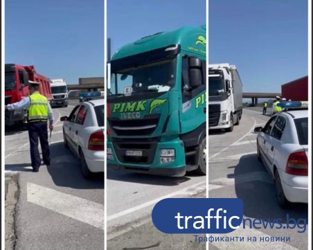 Пловдивски камиони не успяха да стигнат на протеста в София, полицаи ги връщат