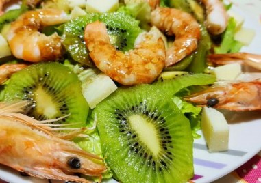 Необходими продукти киви 2 бр скариди 10 12 бр кралски скариди