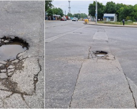 Oгромна дупка зейна на T-образно кръстовище в Пловдив