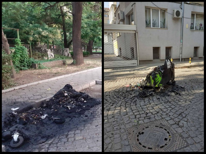 Вандали вилняха в центъра на Пловдив, като запалиха два контейнера