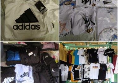 Дрехи носещи логото на известни марки са иззети по време